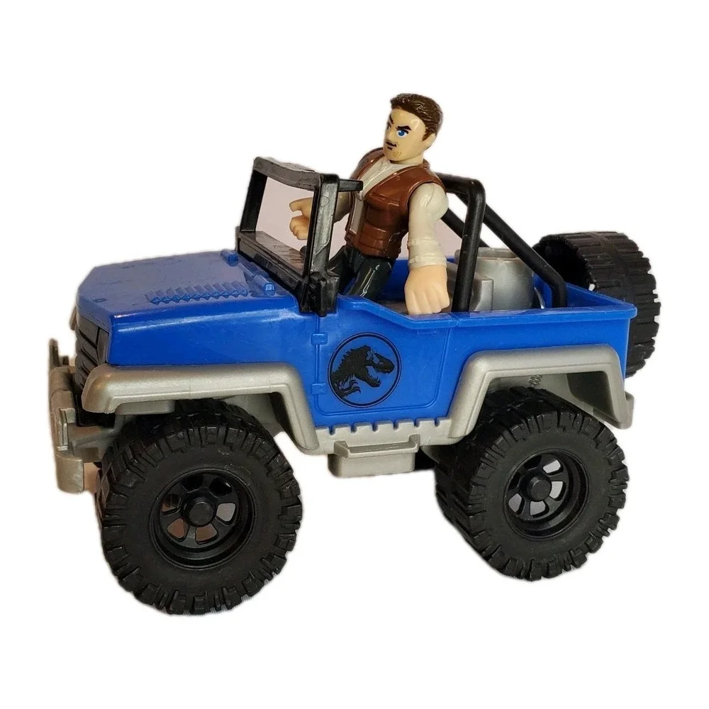 Imaginext Mattel Jurassic Park Jeep Vehicle‎ 2018 Blue Toy Car And Owen Grady